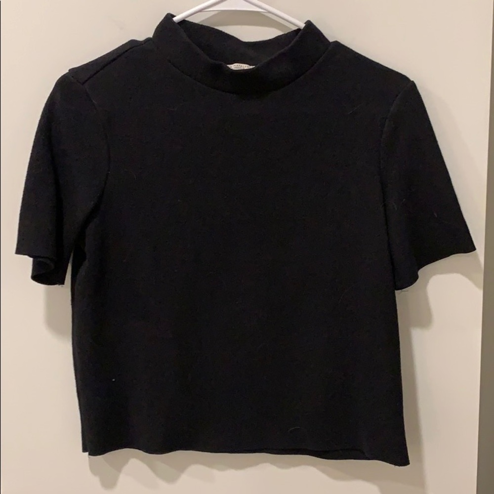 ZARA cropped mock neck shirt sleeve sweater